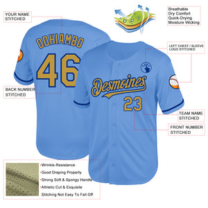 Custom Light Blue Old Gold-Royal Mesh Authentic Throwback Baseball Jersey