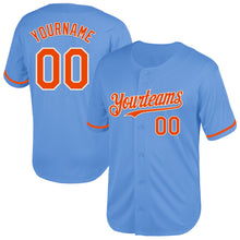 Load image into Gallery viewer, Custom Light Blue Orange-White Mesh Authentic Throwback Baseball Jersey
