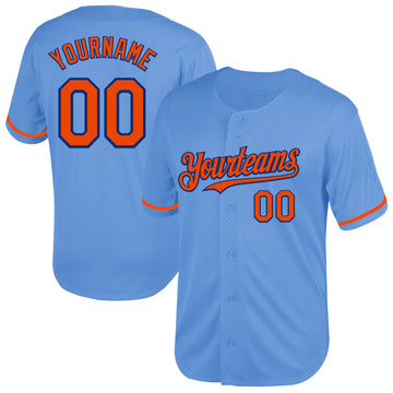 Custom Light Blue Orange-Royal Mesh Authentic Throwback Baseball Jersey