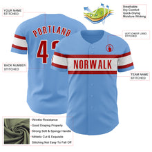 Load image into Gallery viewer, Custom Light Blue Red-White Authentic Baseball Jersey
