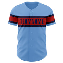 Load image into Gallery viewer, Custom Light Blue Red-Navy Authentic Baseball Jersey
