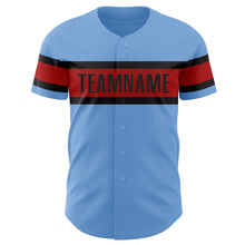 Load image into Gallery viewer, Custom Light Blue Red-Black Authentic Baseball Jersey
