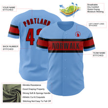 Load image into Gallery viewer, Custom Light Blue Red-Black Authentic Baseball Jersey
