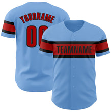 Load image into Gallery viewer, Custom Light Blue Red-Black Authentic Baseball Jersey
