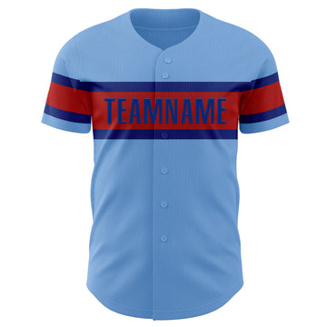 Custom Light Blue Red-Royal Authentic Baseball Jersey