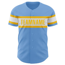 Load image into Gallery viewer, Custom Light Blue White-Yellow Authentic Baseball Jersey
