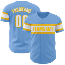 Load image into Gallery viewer, Custom Light Blue White-Yellow Authentic Baseball Jersey
