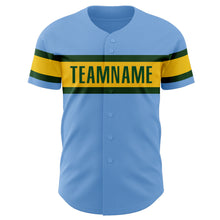 Load image into Gallery viewer, Custom Light Blue Green-Yellow Authentic Baseball Jersey
