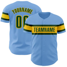 Load image into Gallery viewer, Custom Light Blue Green-Yellow Authentic Baseball Jersey
