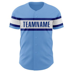 Custom Light Blue White-Royal Authentic Baseball Jersey