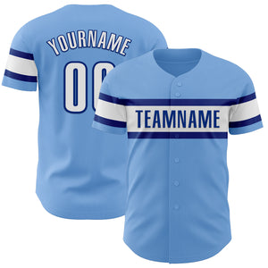 Custom Light Blue White-Royal Authentic Baseball Jersey