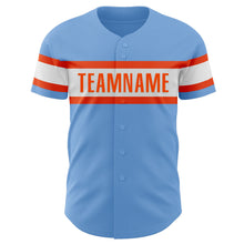 Load image into Gallery viewer, Custom Light Blue Orange-White Authentic Baseball Jersey
