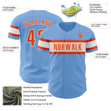 Load image into Gallery viewer, Custom Light Blue Orange-White Authentic Baseball Jersey
