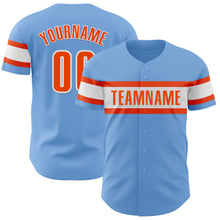 Load image into Gallery viewer, Custom Light Blue Orange-White Authentic Baseball Jersey
