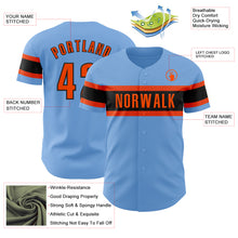 Load image into Gallery viewer, Custom Light Blue Orange-Black Authentic Baseball Jersey
