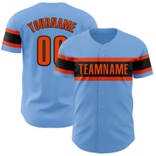 Load image into Gallery viewer, Custom Light Blue Orange-Black Authentic Baseball Jersey
