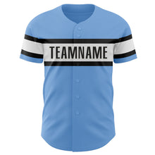 Load image into Gallery viewer, Custom Light Blue Black-White Authentic Baseball Jersey
