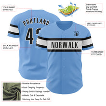 Load image into Gallery viewer, Custom Light Blue Black-White Authentic Baseball Jersey
