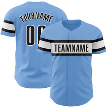 Load image into Gallery viewer, Custom Light Blue Black-White Authentic Baseball Jersey
