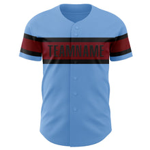 Load image into Gallery viewer, Custom Light Blue Crimson-Black Authentic Baseball Jersey
