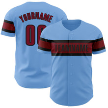 Load image into Gallery viewer, Custom Light Blue Crimson-Black Authentic Baseball Jersey
