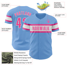 Load image into Gallery viewer, Custom Light Blue Pink-White Authentic Baseball Jersey
