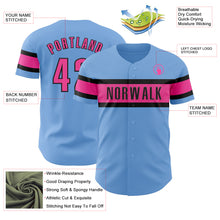 Load image into Gallery viewer, Custom Light Blue Pink-Black Authentic Baseball Jersey
