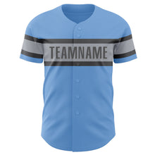 Load image into Gallery viewer, Custom Light Blue Gray-Steel Gray Authentic Baseball Jersey
