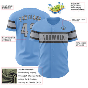 Custom Light Blue Gray-Steel Gray Authentic Baseball Jersey