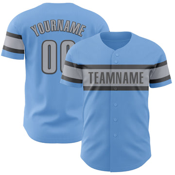 Custom Light Blue Gray-Steel Gray Authentic Baseball Jersey