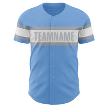 Load image into Gallery viewer, Custom Light Blue White-Gray Authentic Baseball Jersey
