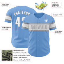 Load image into Gallery viewer, Custom Light Blue White-Gray Authentic Baseball Jersey
