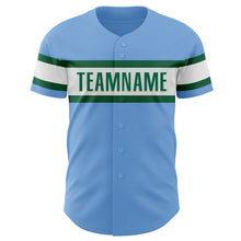 Load image into Gallery viewer, Custom Light Blue Kelly Green-White Authentic Baseball Jersey
