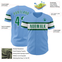 Load image into Gallery viewer, Custom Light Blue Kelly Green-White Authentic Baseball Jersey
