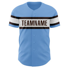 Load image into Gallery viewer, Custom Light Blue Brown-White Authentic Baseball Jersey
