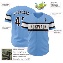 Load image into Gallery viewer, Custom Light Blue Brown-White Authentic Baseball Jersey
