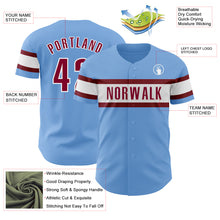 Load image into Gallery viewer, Custom Light Blue Maroon-White Authentic Baseball Jersey
