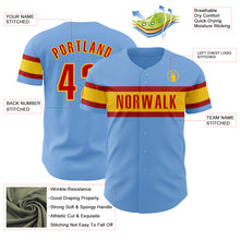 Load image into Gallery viewer, Custom Light Blue Red-Yellow Authentic Baseball Jersey
