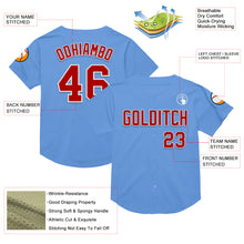 Load image into Gallery viewer, Custom Light Blue Red-White Mesh Authentic Throwback Baseball Jersey
