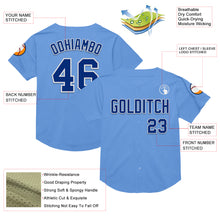 Load image into Gallery viewer, Custom Light Blue Royal-White Mesh Authentic Throwback Baseball Jersey
