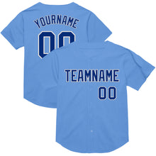 Load image into Gallery viewer, Custom Light Blue Royal-White Mesh Authentic Throwback Baseball Jersey
