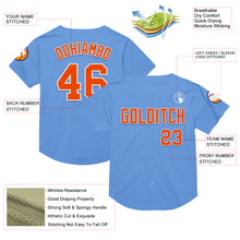 Load image into Gallery viewer, Custom Light Blue Orange-White Mesh Authentic Throwback Baseball Jersey
