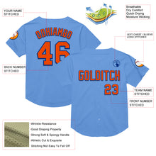 Load image into Gallery viewer, Custom Light Blue Orange-Royal Mesh Authentic Throwback Baseball Jersey
