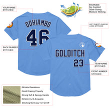 Load image into Gallery viewer, Custom Light Blue Navy-White Mesh Authentic Throwback Baseball Jersey
