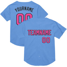 Load image into Gallery viewer, Custom Light Blue Pink-Black Mesh Authentic Throwback Baseball Jersey
