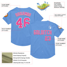 Load image into Gallery viewer, Custom Light Blue Pink-White Mesh Authentic Throwback Baseball Jersey
