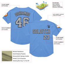 Load image into Gallery viewer, Custom Light Blue Gray-Black Mesh Authentic Throwback Baseball Jersey
