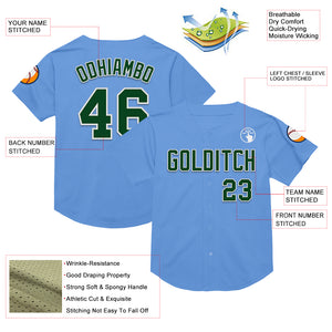 Custom Light Blue Green-White Mesh Authentic Throwback Baseball Jersey