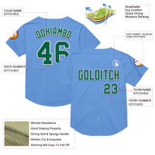 Load image into Gallery viewer, Custom Light Blue Kelly Green-White Mesh Authentic Throwback Baseball Jersey
