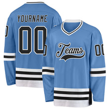 Load image into Gallery viewer, Custom Light Blue Black-White Hockey Jersey
